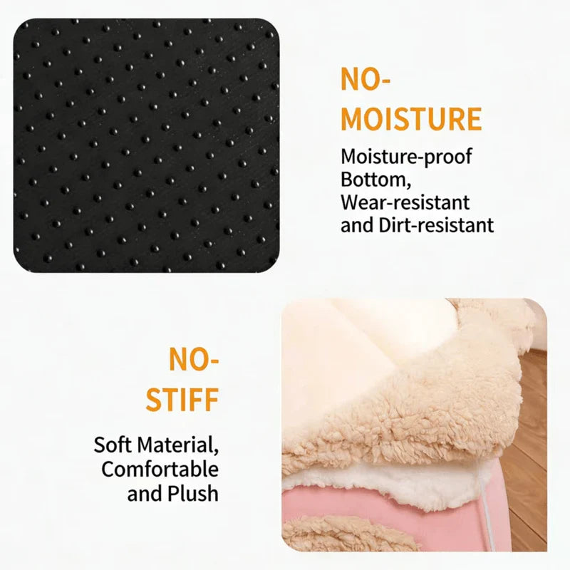 Comfortable Durable Cat Nest: Pink-Beige Plush, 2 Sizes, Built-in Ball Toy for Cats