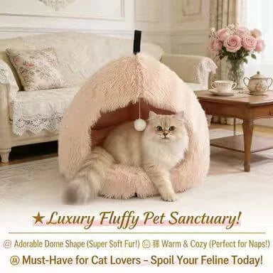 Interactive Comfort Cat Nest: Multi-Color Furry, Built-in Ball Toy for Cats