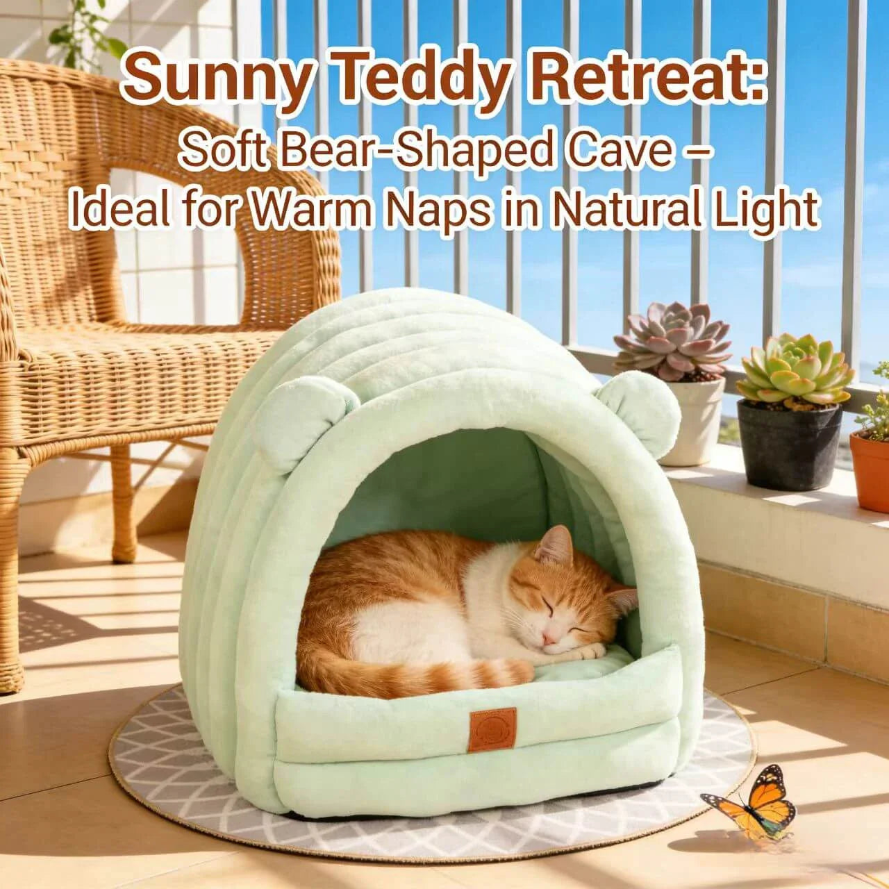 Comfortable Cat Nest: Bear Ear Design, Multi-Color, Leather Label for Cats