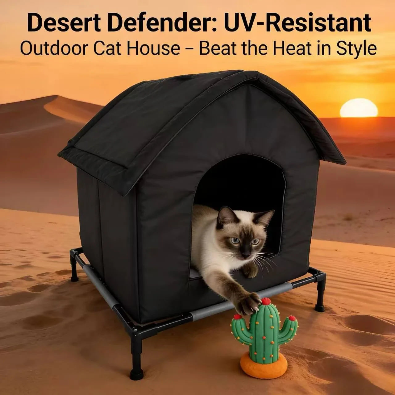 Waterproof Outdoor Cat Nest: Black, Stand Design, Weather-Resistant for Cats