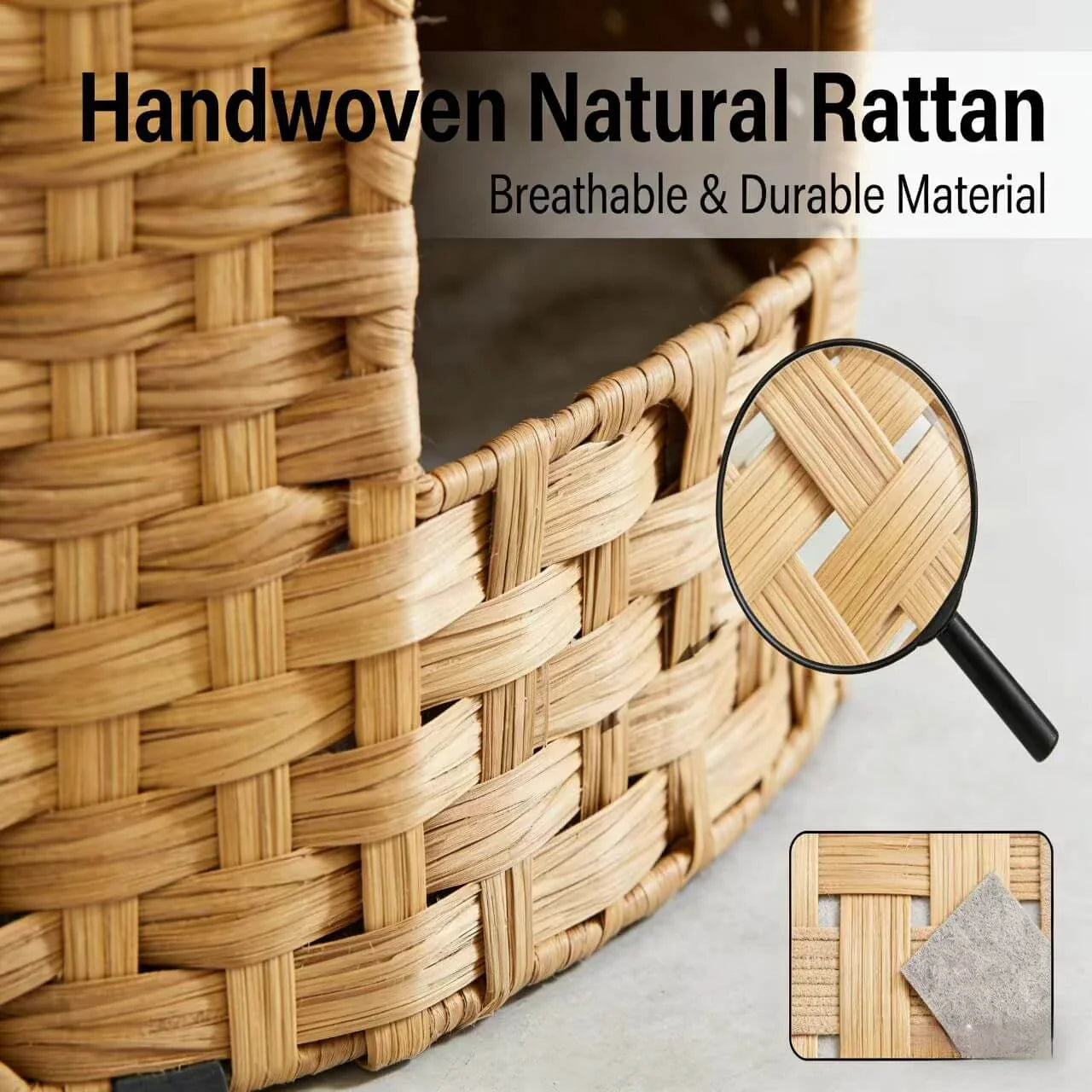 Premium Handwoven Rattan Cat House: Large Double Bed for Indoor Cats