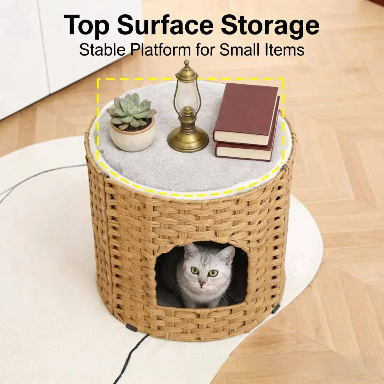 Premium Handwoven Rattan Cat House: Large Double Bed for Indoor Cats