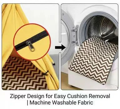 Cat Teepee Tent Bed, Yellow, Chalkboard Tag, Cushioned, Cat Sleeping Bed