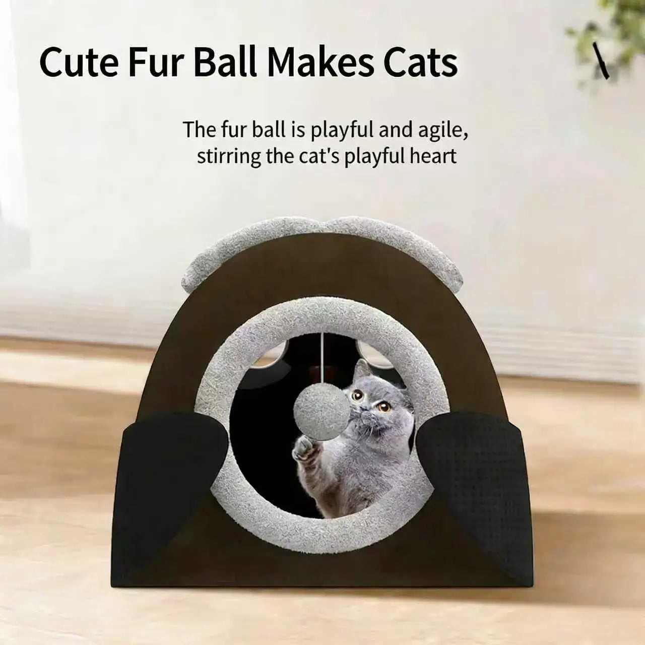 Owl-Shape Cat Cave with Scratcher: Brown, Itch-Relief Wings for Cats ,All-Season