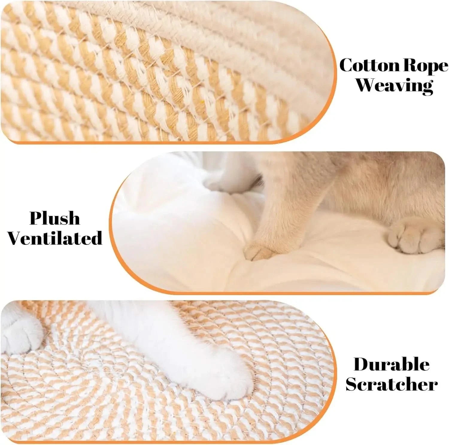 CHEERHOME PETS Woven Cat Basket Bed, Plush Cushion for All-Season Comfort