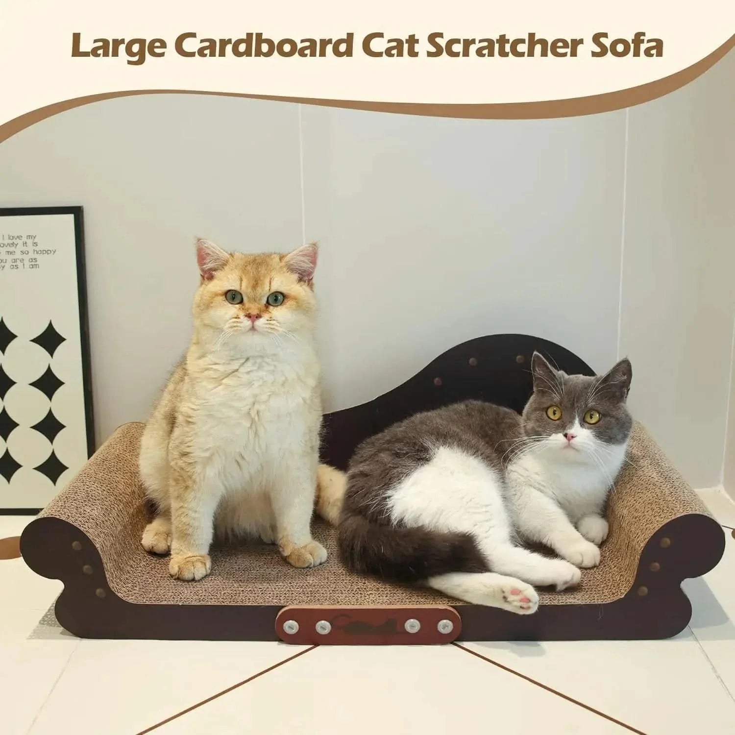 ComSaf 26-inch Extra Large Cat Scratcher Bed Lounge Durable Cardboard Couch