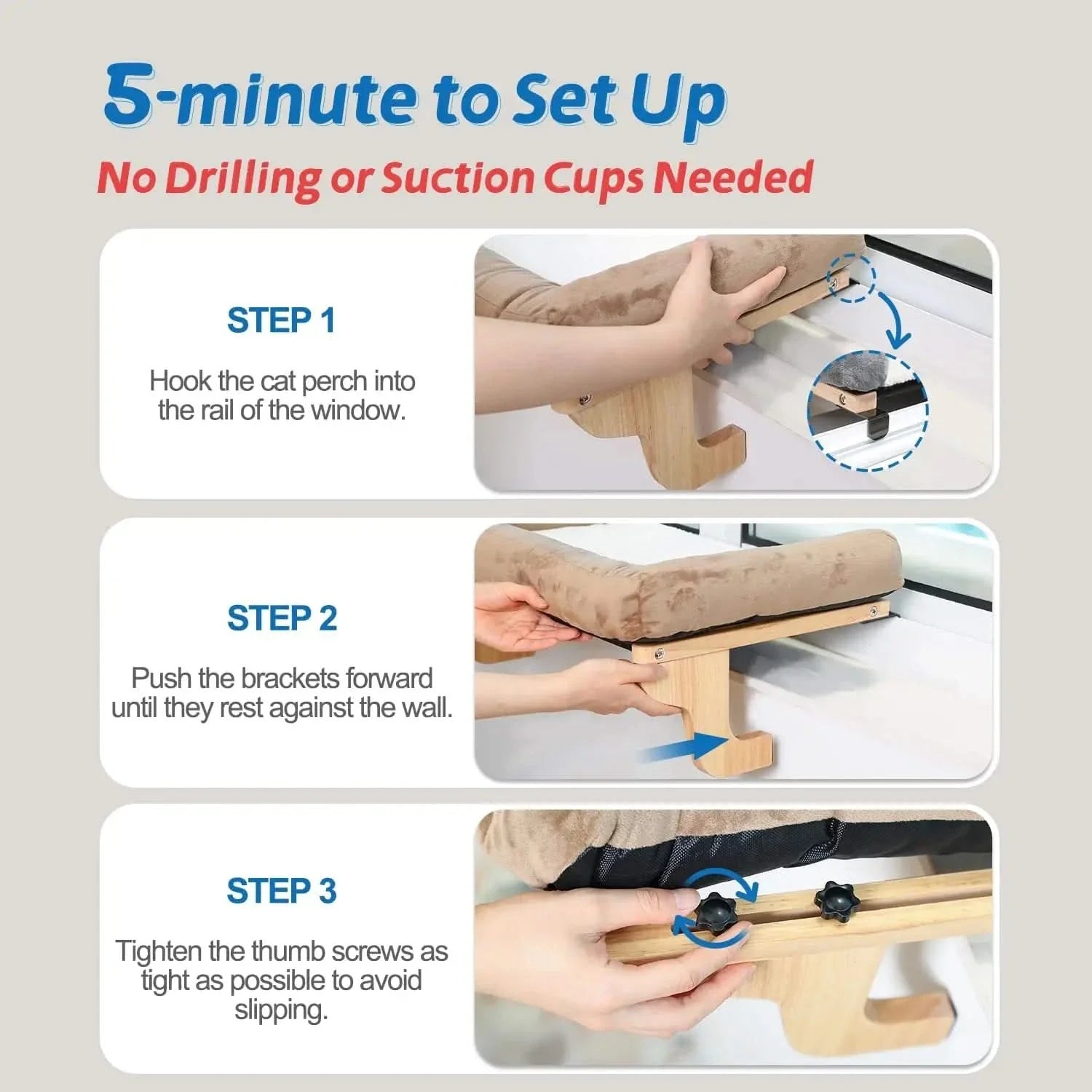 Zakkart Orthopedic Cat Window Perch with Bolster, Sturdy Hardwood Frame, Large Pet Hammock