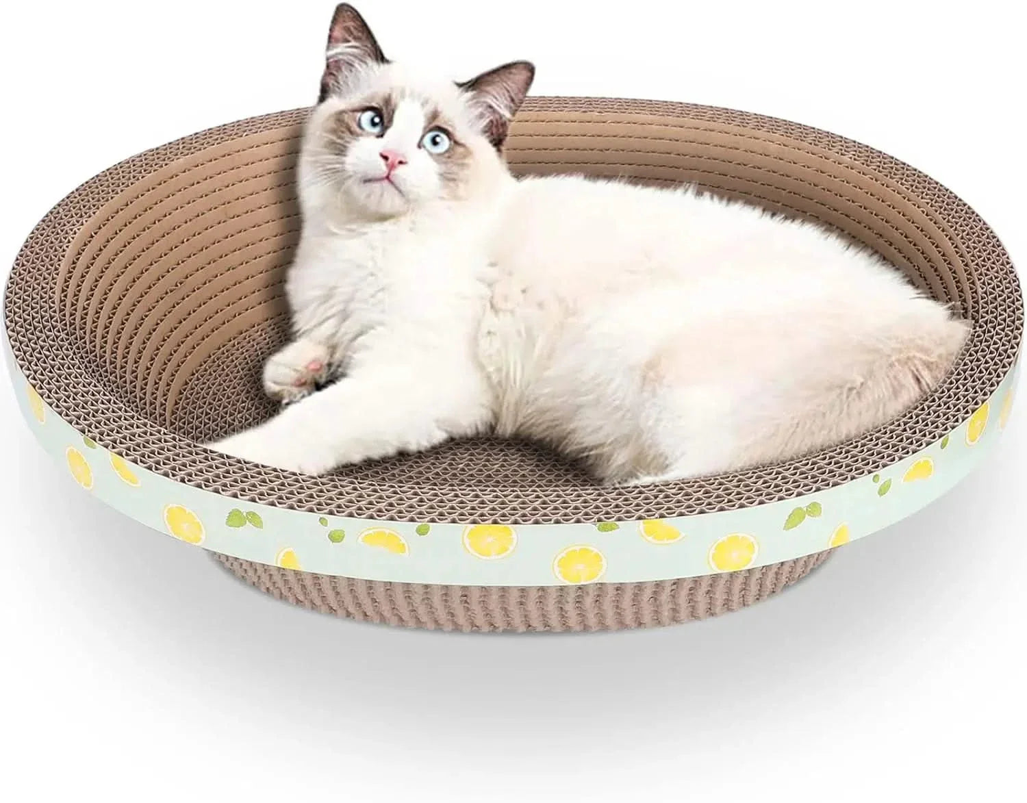 Durable Oval Cardboard Cat Scratcher Bed Lounger for Indoor Cats