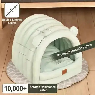 Comfortable Cat Nest: Bear Ear Design, Multi-Color, Leather Label for Cats