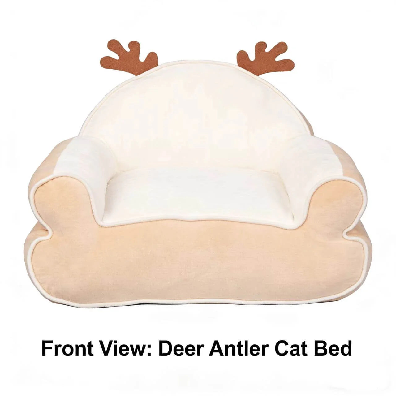 Soft Cushioned Pet Chair for Cats - Cat Ear Design, Plush, Grey/Beige Rest Sofa