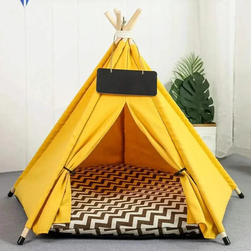 Cozy Pet Teepee Tent Bed with Thick Cushion Portable Dog Cat Rabbit House