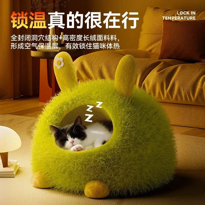 Cozy Winter Pet Igloo Bed for Cats & Small Dogs - Warm Anti-Anxiety