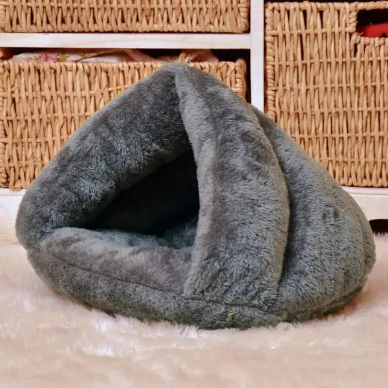 Cozy Triangle Plush Pet Bed Kennel Mat for Small Dogs & Cats