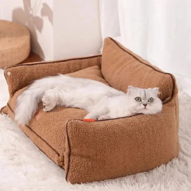 Cozy Winter Warm Pet Bed Sofa for Dogs & Cats - Removable Washable Sleeping Mat