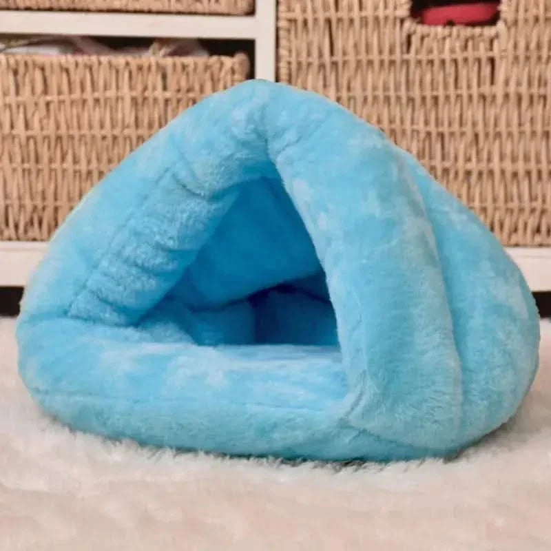 Cozy Triangle Plush Pet Bed Kennel Mat for Small Dogs & Cats