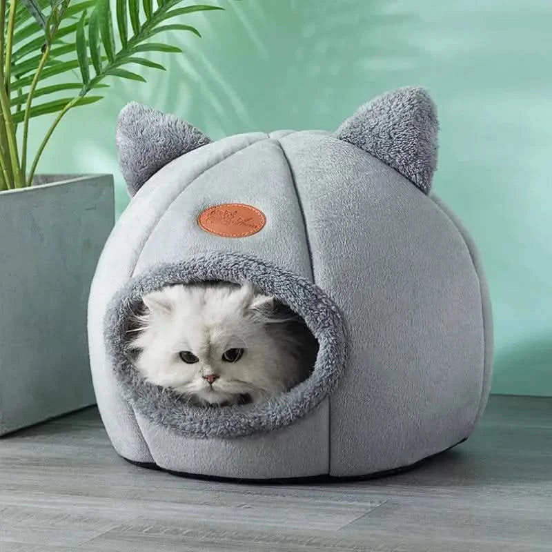 Plush Deep Sleep Cat Bed Cave – Warm Winter Pet House Nest