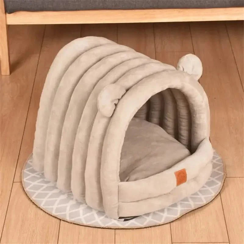 Super Soft Round Pet Bed: Warm Cozy Cave Mat for Deep Sleep