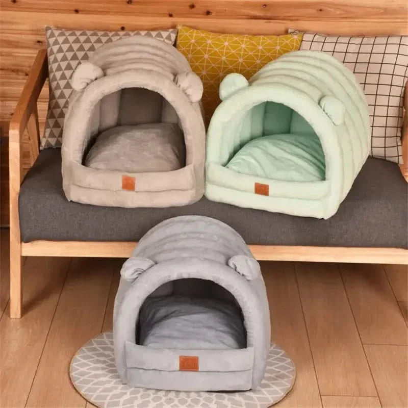 Super Soft Round Pet Bed: Warm Cozy Cave Mat for Deep Sleep