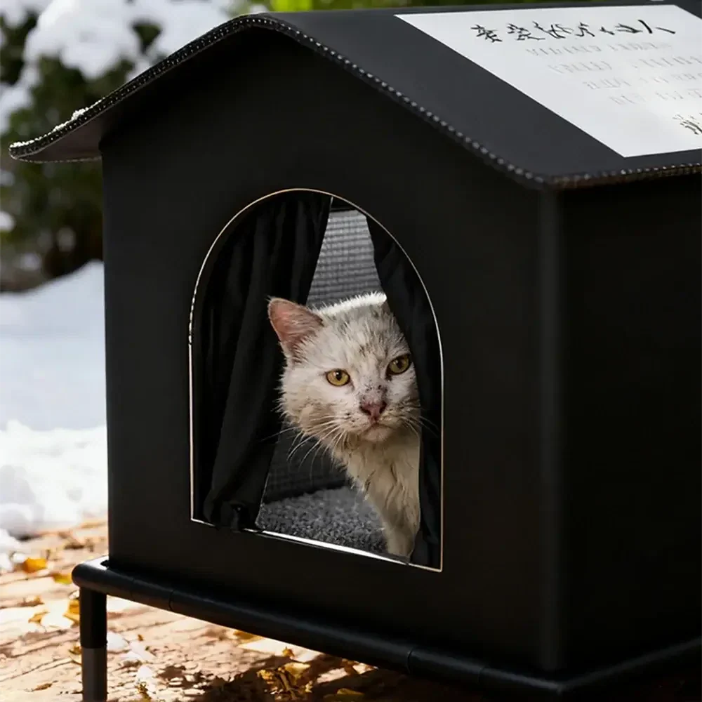 Insulated Waterproof Outdoor Cat House Shelter - Feral & Stray Pet Bed