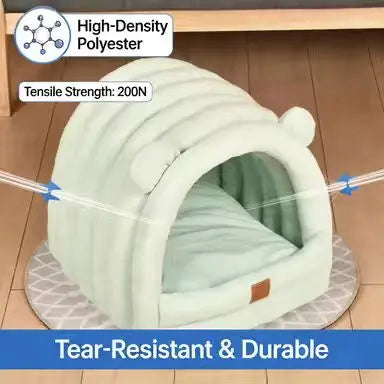 Comfortable Cat Nest: Bear Ear Design, Multi-Color, Leather Label for Cats