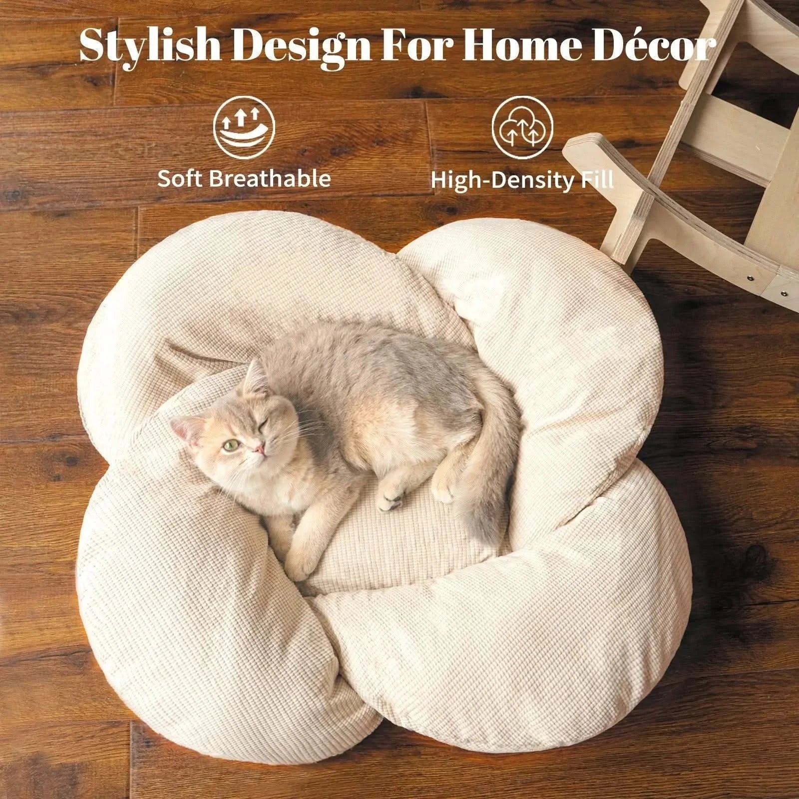 Elevated Wooden Cat Bed Sofa with Plush Cushion for Indoor Comfort