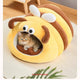 Cat Bed, Bee Shape, Soft Plush, Yellow/Brown, Fluffy Accents, Playful Nest