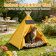 Cat Teepee Tent Bed, Yellow, Chalkboard Tag, Cushioned, Cat Sleeping Bed