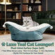 Warm Plush Cat Bed, Teal/White, Premium Cotton Filling, Cold-Weather Cat Rest Spot