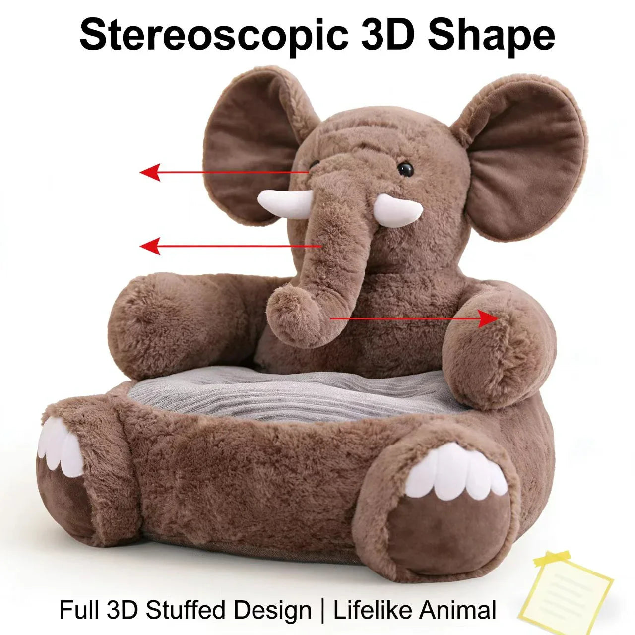 Cozy Elephant-Shaped Dog Sofa: Plush, Ribbed Cushion, Brown for Small Dogs