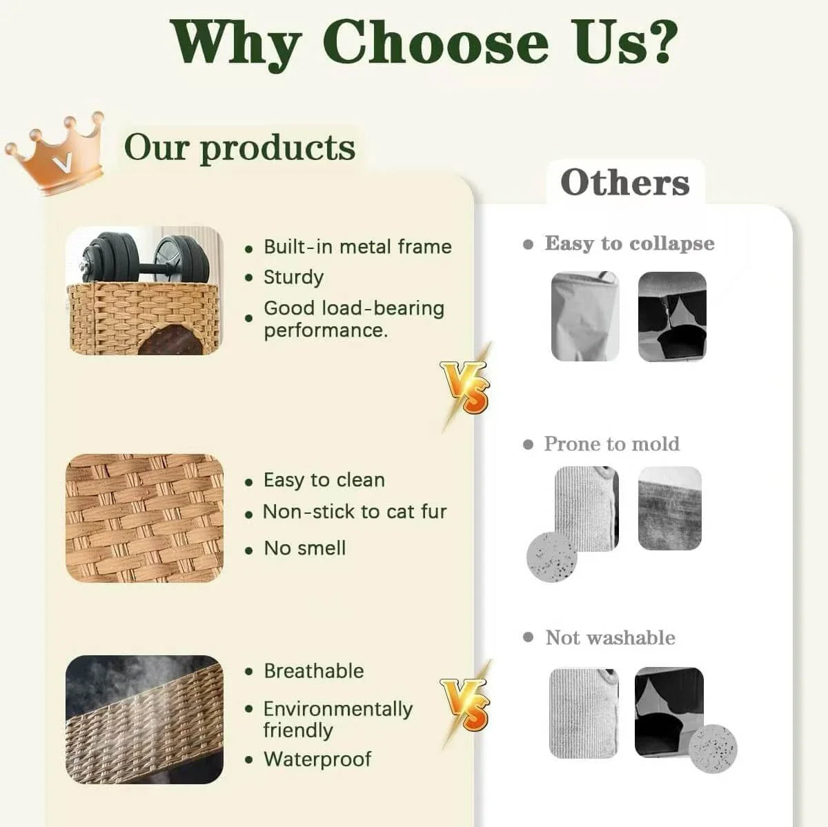 Premium Handwoven Rattan Cat House: Large Double Bed for Indoor Cats