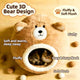 Cozy Bear-Shaped Cat Bed: Beige Plush Fabric, Enclosed Privacy Shelter for Cats/
