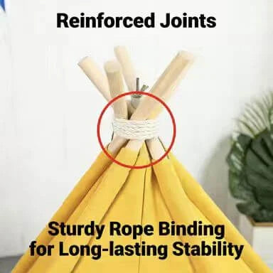 Cat Teepee Tent Bed, Yellow, Chalkboard Tag, Cushioned, Cat Sleeping Bed