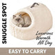 Warm Enclosed Cat Bed - Sherpa Fabric, Beige Cave-Style, Portable Handle Rest Nest