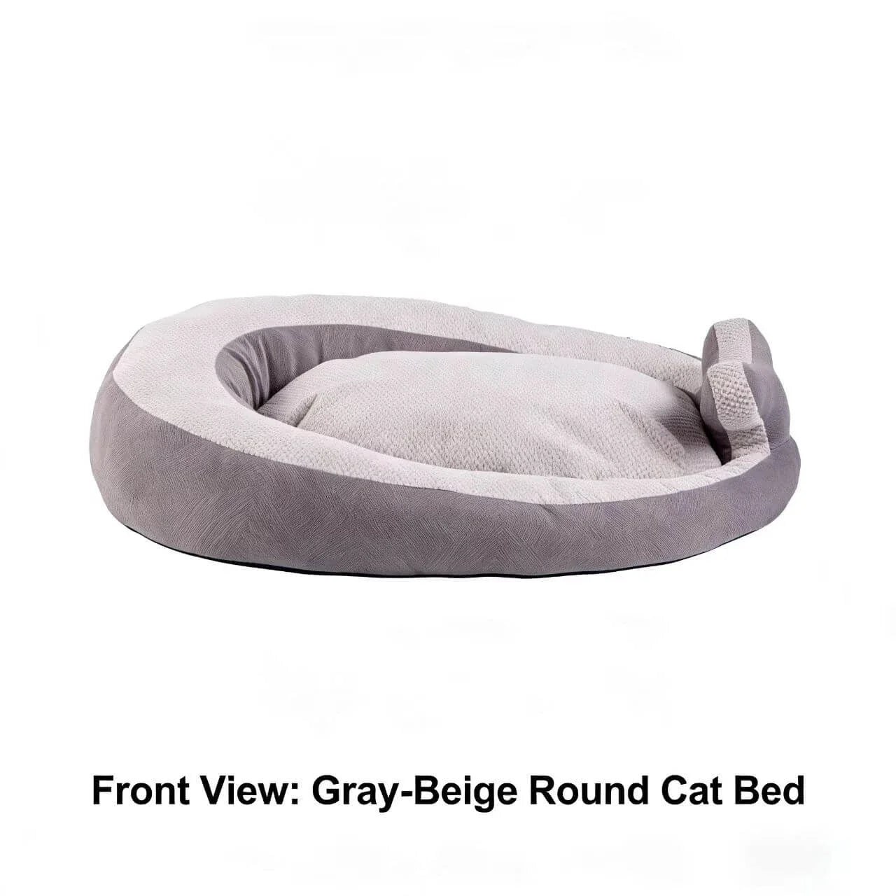 Soft Cushioned Pet Bed for Cats - Egg Design, Textured Cloth, Grey Two-Tone Rest Nest