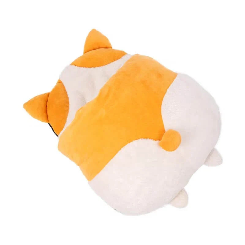 Warm Pet Cave for Cats - Corgi Butt Design, Plush, Orange/White Rest Cushion