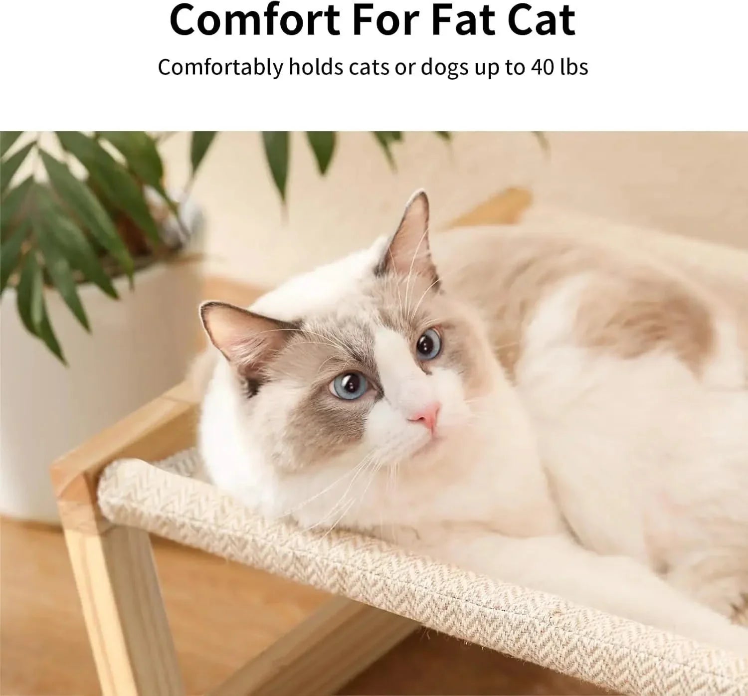 FUKUMARU Elevated Pet Hammock: Breathable Wooden Frame Cat Dog Bed