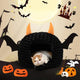 Funny Halloween Bat Cat Cave Bed: Warm, Ultra-Soft Plush, Removable Cushion