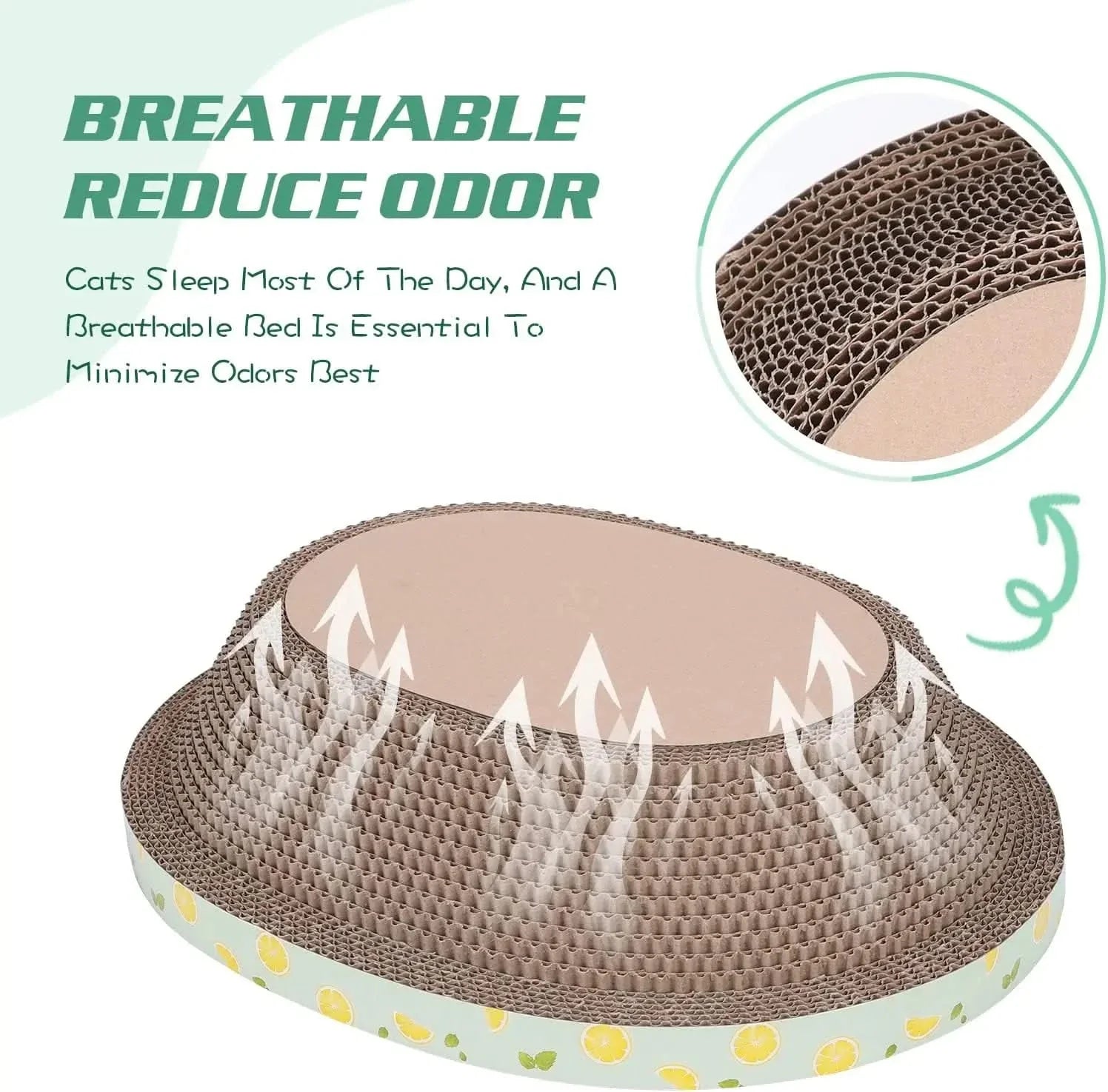 Durable Oval Cardboard Cat Scratcher Bed Lounger for Indoor Cats