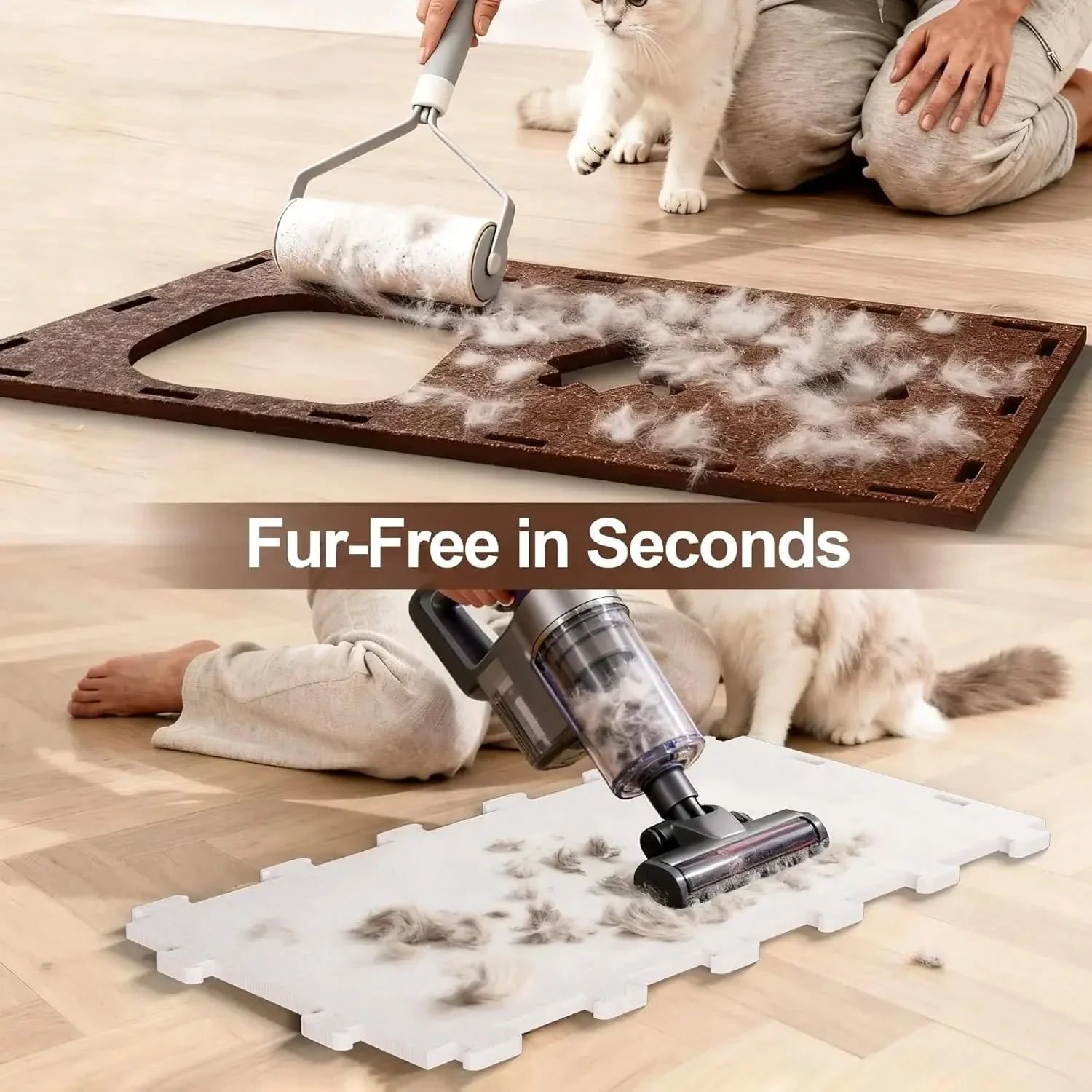 Quiet Felt Cat Bed Cave House for Indoor Cats, Tunnel Condo with Catnip Toy