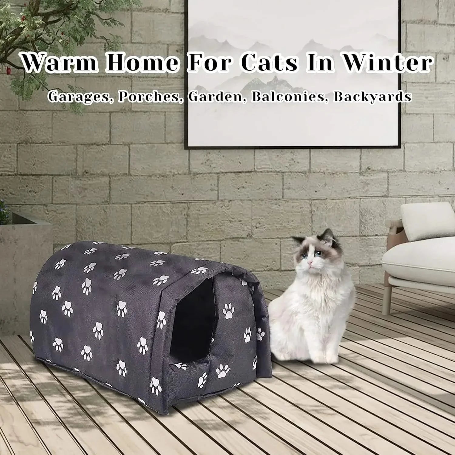 Fhiny Waterproof Outdoor Pet Shelter: Foldable Warm Cave for Stray Cats