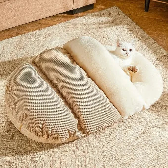 Romaneco Self-Warming Plush Slipper Cave Bed for Indoor Cats & Small Dogs