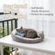 Soft Cushioned Pet Bed for Cats - Egg Design, Textured Cloth, Grey Two-Tone Rest Nest