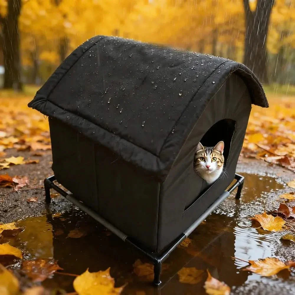 Insulated Waterproof Outdoor Cat House Shelter - Feral & Stray Pet Bed