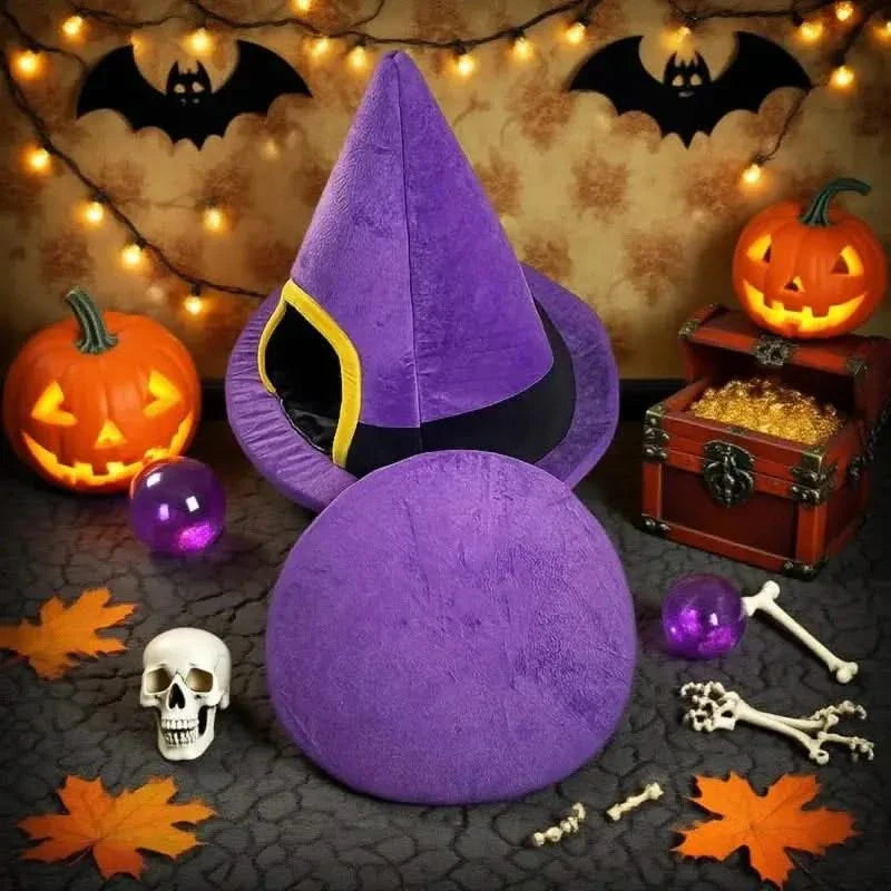 BOOTEELY Witch Hat Pet Bed: Soft Plush Semi-Enclosed Cozy Nest for Cats & Small Dogs