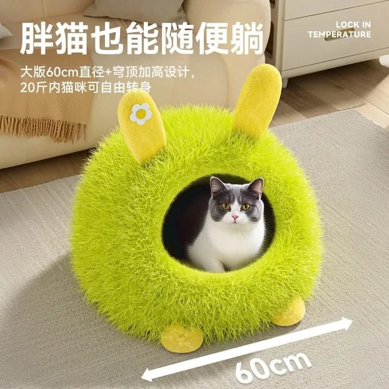 Cozy Winter Pet Igloo Bed for Cats & Small Dogs - Warm Anti-Anxiety