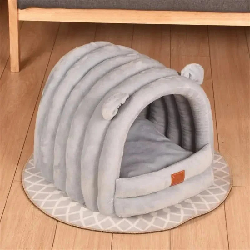Super Soft Round Pet Bed: Warm Cozy Cave Mat for Deep Sleep