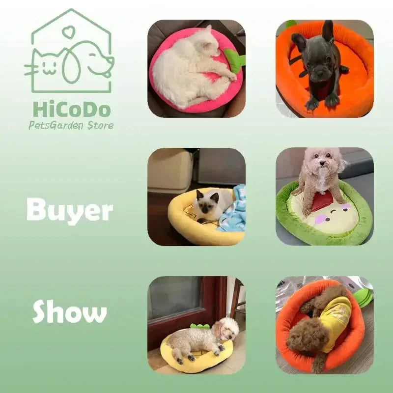 HiCoDo Adorable Fruit Pattern Pet Mat – Breathable Dog Mattress & Cat Bed