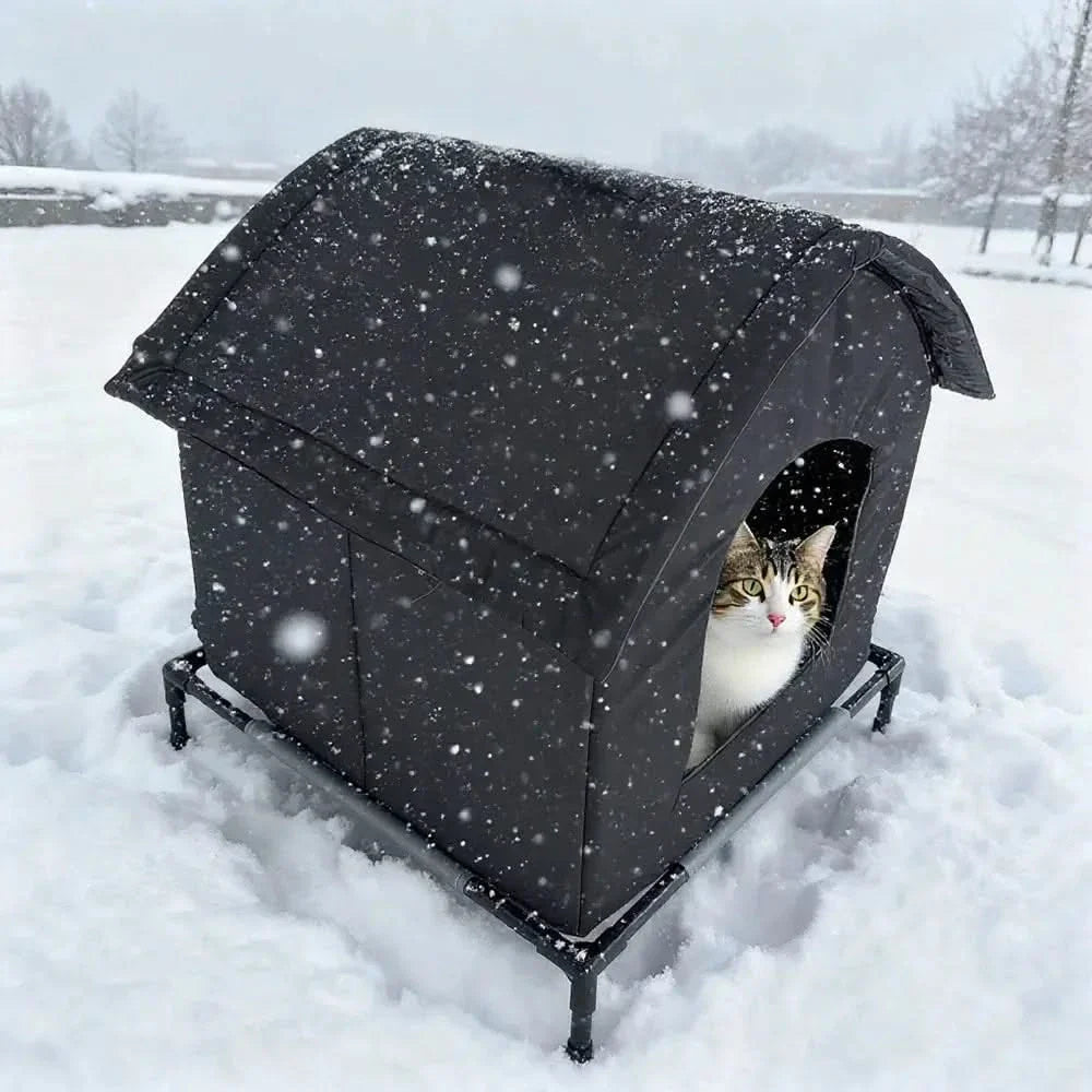 Insulated Waterproof Outdoor Cat House Shelter - Feral & Stray Pet Bed