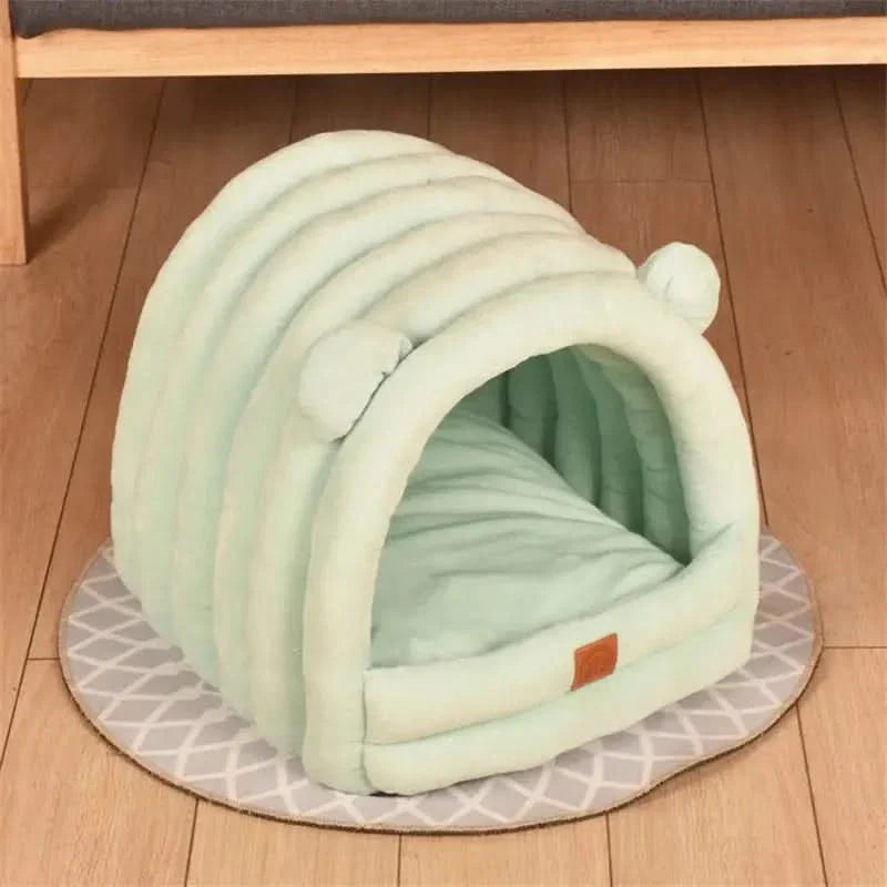Super Soft Round Pet Bed: Warm Cozy Cave Mat for Deep Sleep