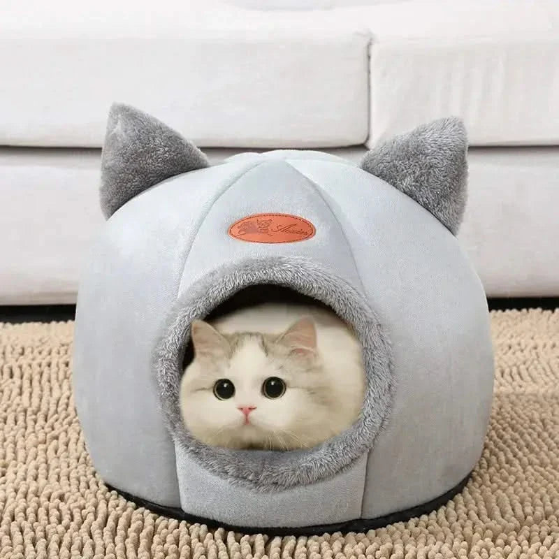 Plush Deep Sleep Cat Bed Cave – Warm Winter Pet House Nest